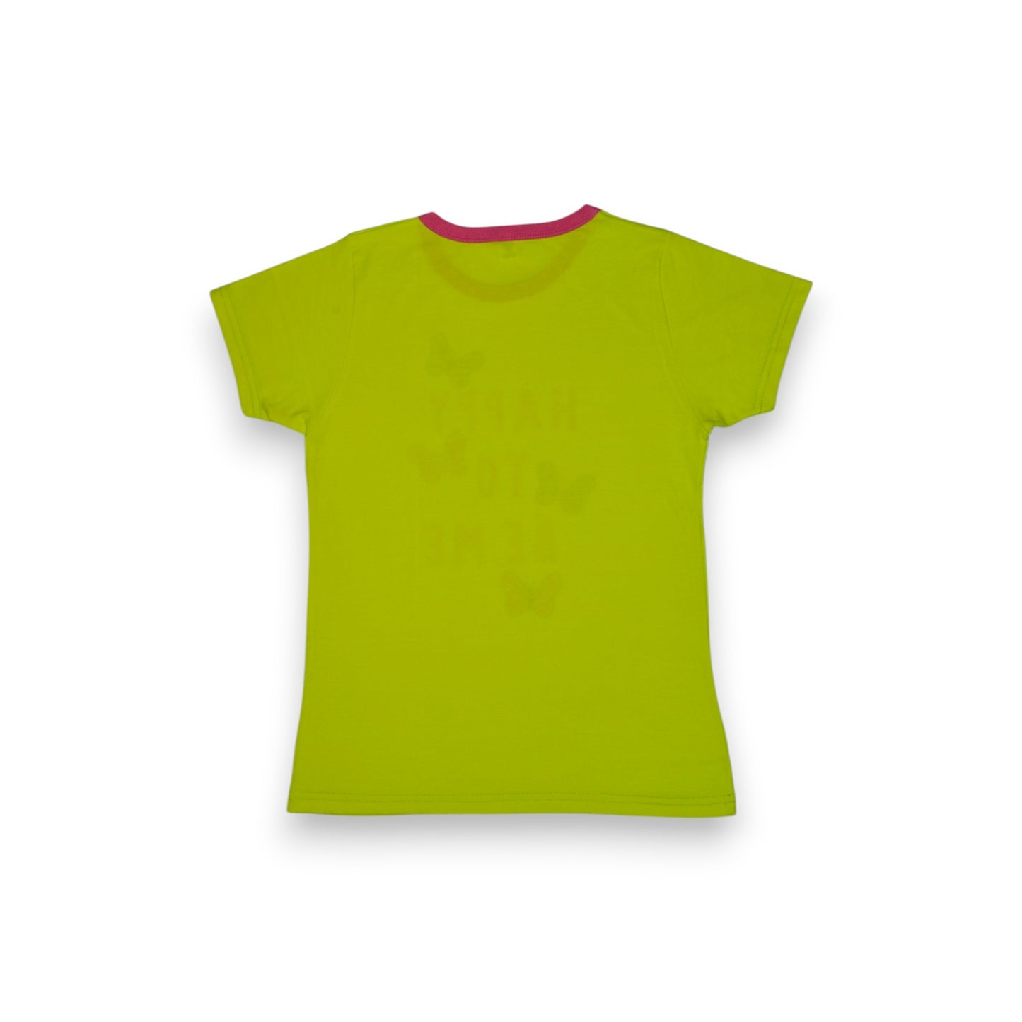 Pijama Manga Corta Verde Limón Estampado "Happy to be Me" para Niña