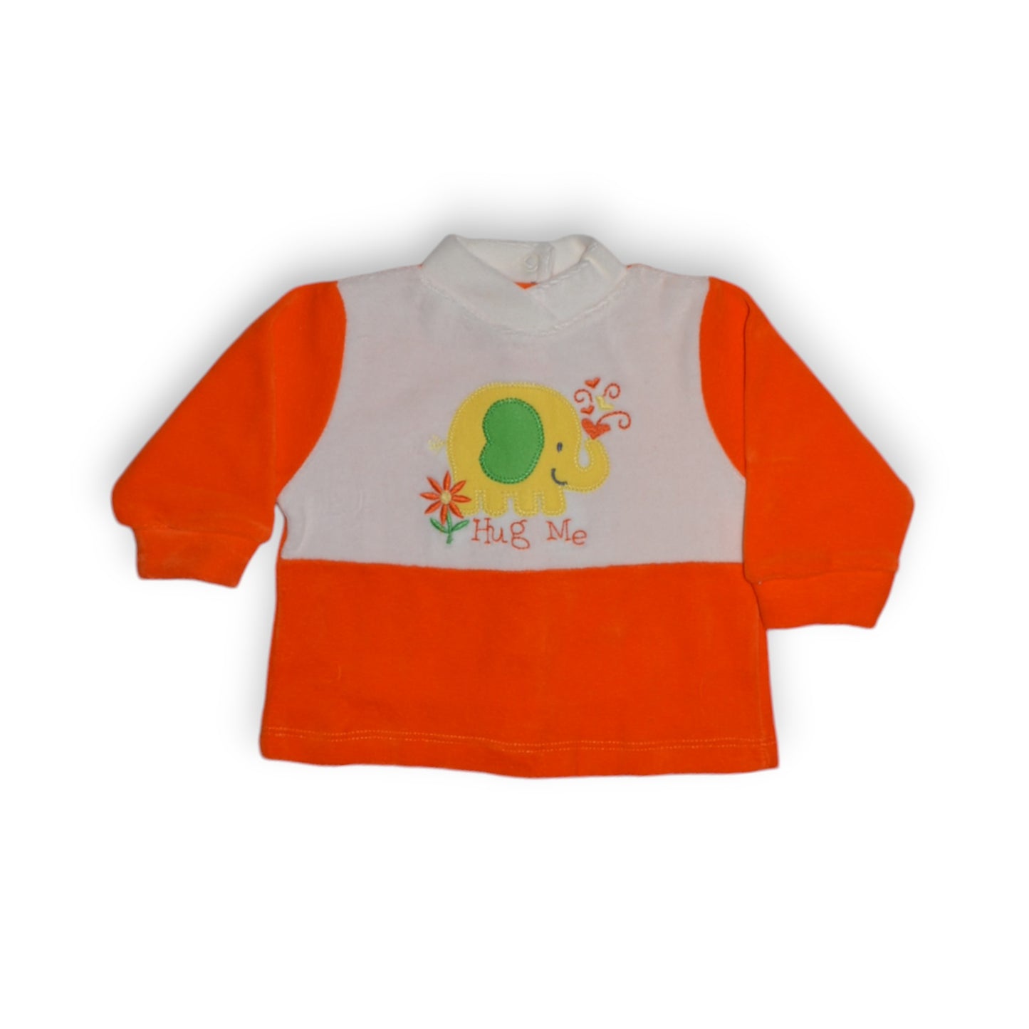 Conjunto Plush Bordado Elefante Naranja