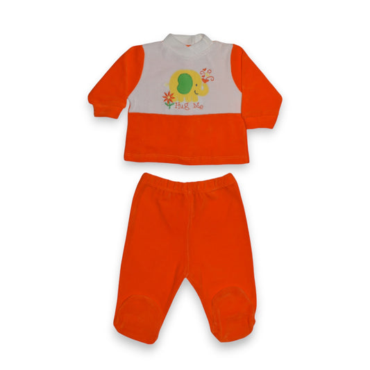 Conjunto Plush Bordado Elefante Naranja